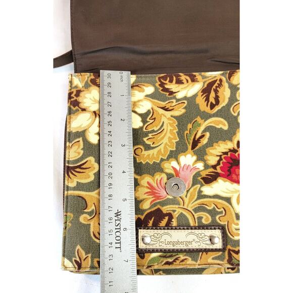 Longaberger Homestead Crossbody Bag Brown Floral Inner Pockets Adjustable Strap - Picture 11 of 13